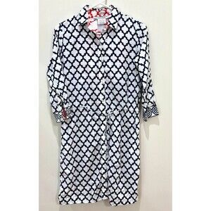 Gretchen Scott Tunic Dress XXS Black White Cotton Geometric Lobster Cruise